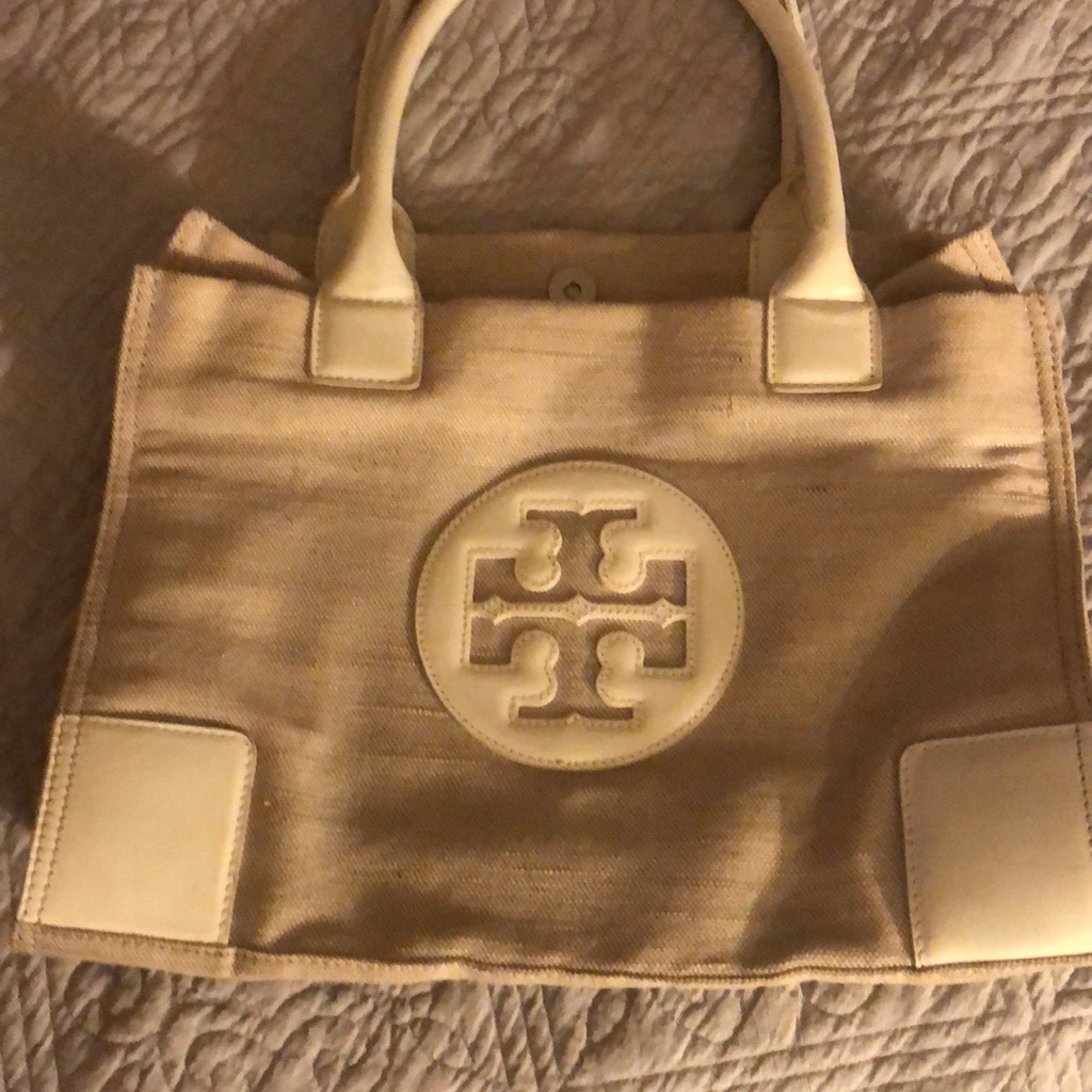 Tory Burch Linen Purse. 13” Wide, 9.5” Tall 5”Wide.